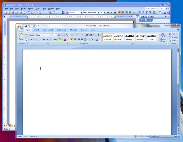 Word 2003 sous XP et Word 2007 réunis sous Windows 7