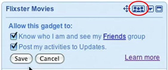 Une icône pour signaler un gadget social