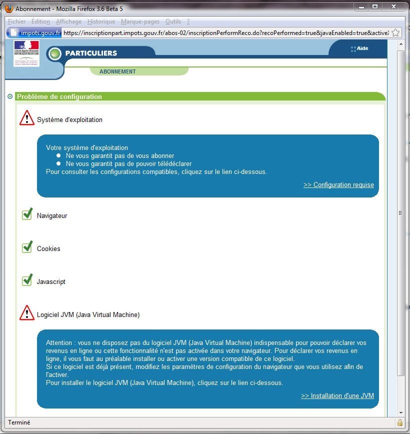 Ca passe avec Firefox 3.6 bêta 5, malgré les messages d'erreur.