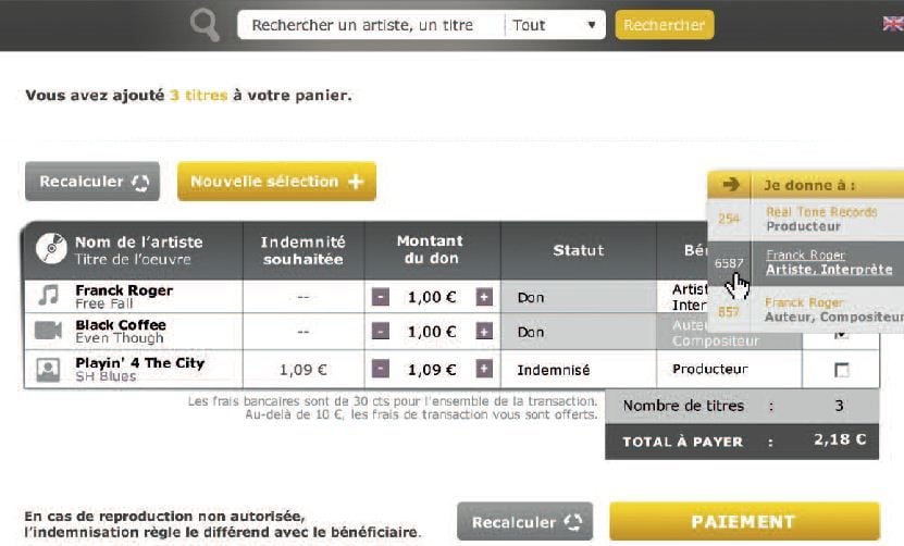 Les outils de l'internaute pour indemniser  les artistes