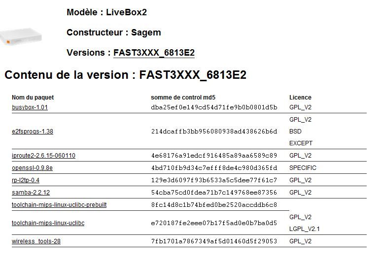 Neuf logiciels libres dans la Livebox 2