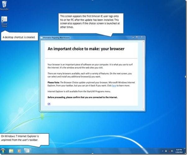 Un premier écran explique à l'utilisateur le contexte du ballot screen.