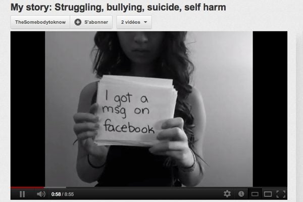Capture d'écran de la vidéo d'Amanda Todd