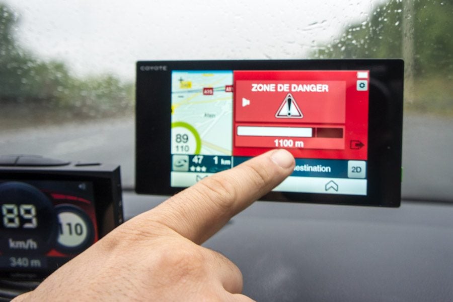 Coyote Nav : notification d'une zone de danger