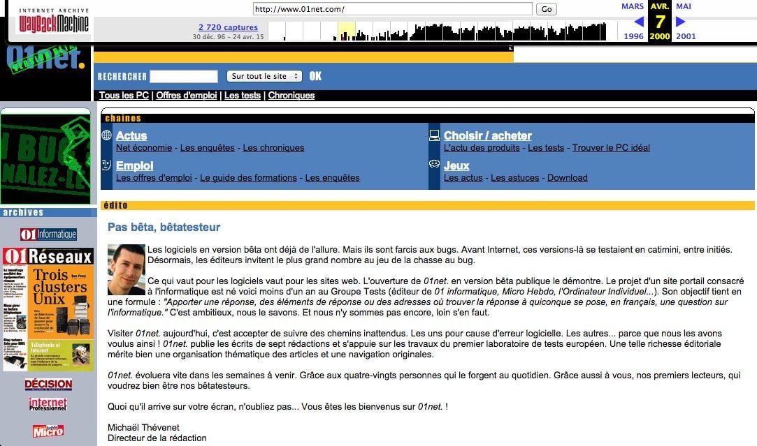 Première version bêta de 01net.com