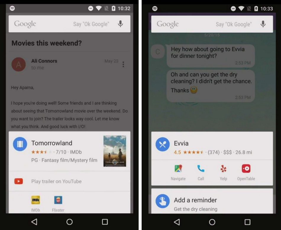 Exemples d'utilisation de Now on Tap