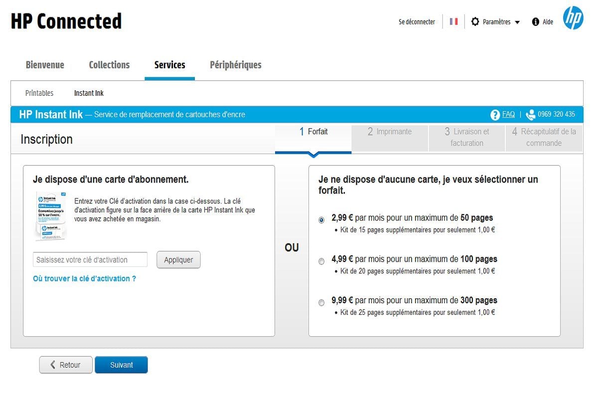 Inscription sur Internet