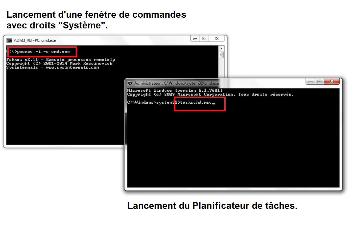 Utilisation de PSExec pour lancer le planificateur de tâches