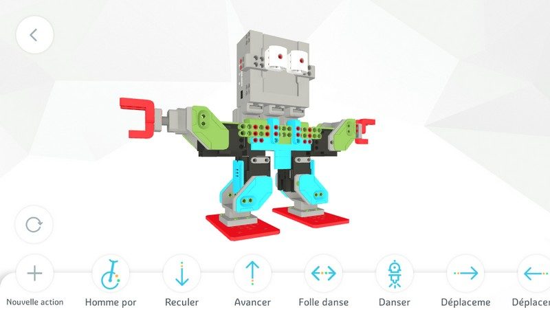 L'application permet de commander des actions au robot.