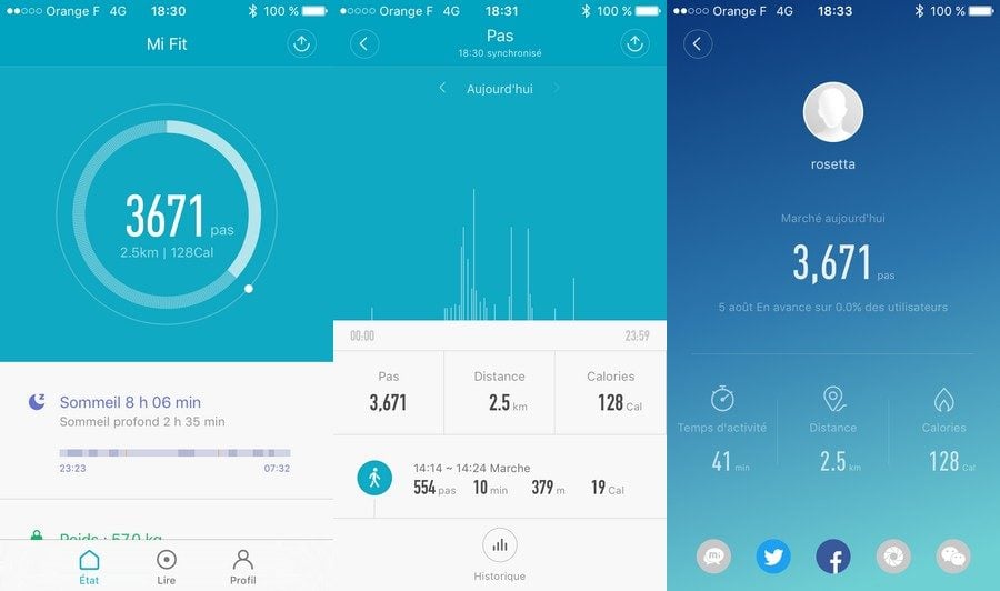 L'application Mi Fit.