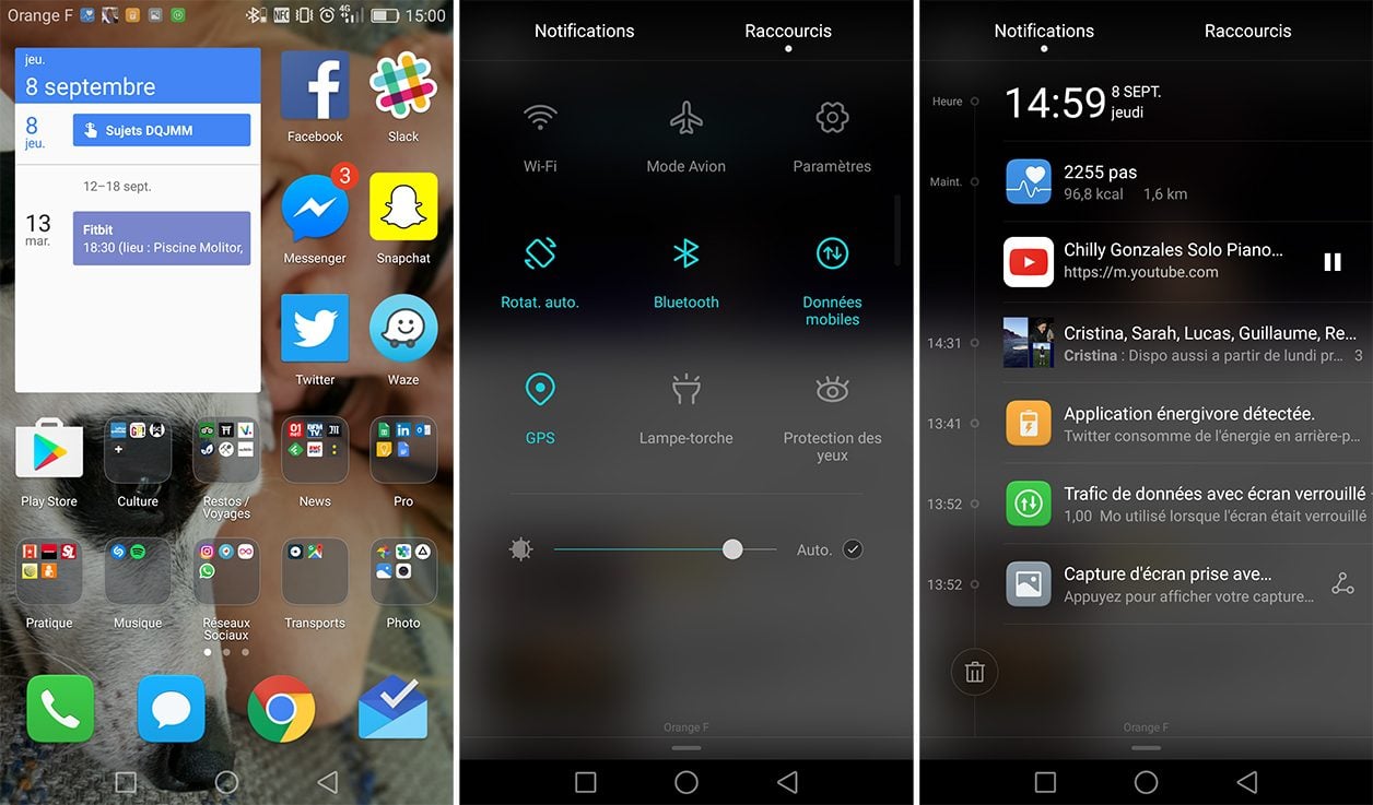 Interface EMUI du Honor 8