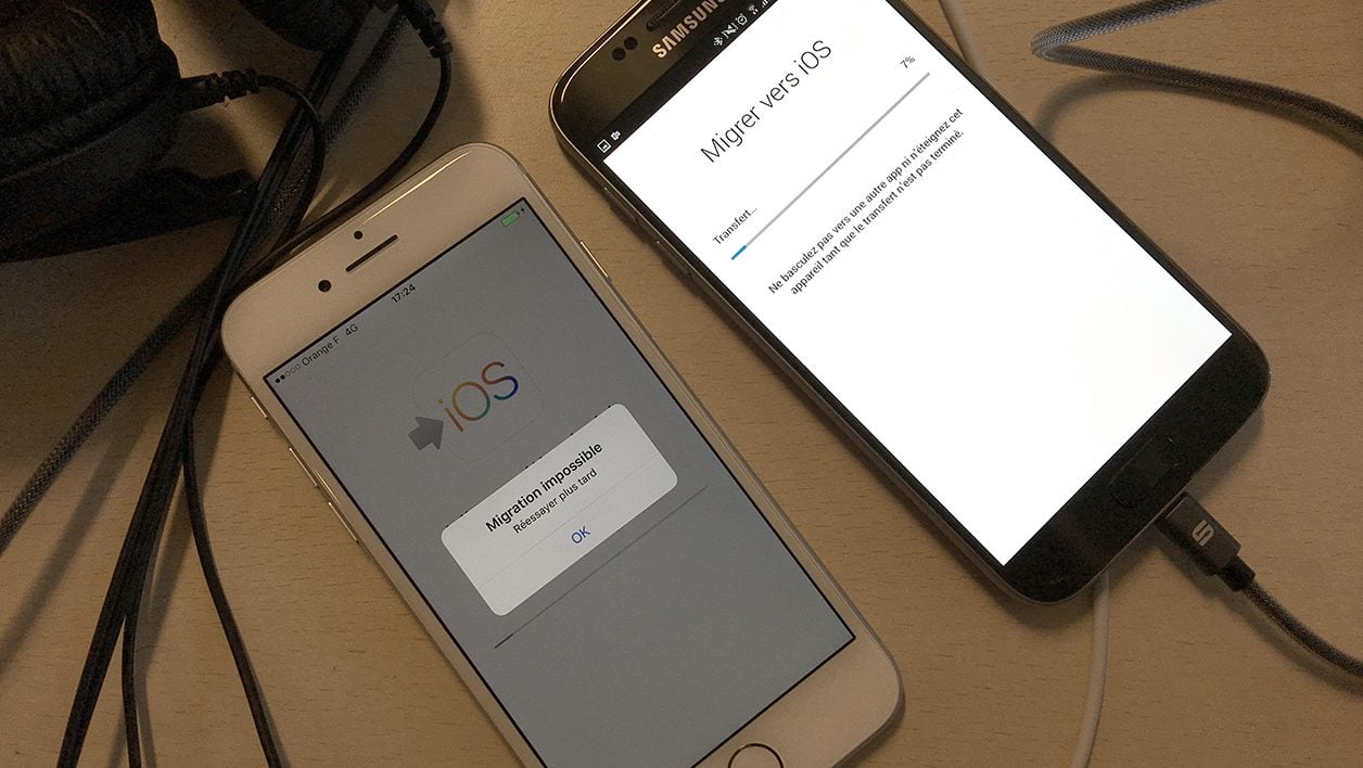 Un iPhone 7 et un Samsung Galaxy S7