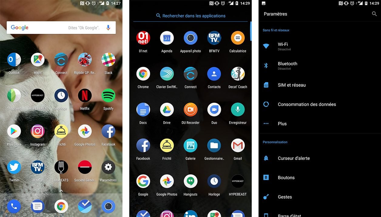 Interface du OnePlus 5