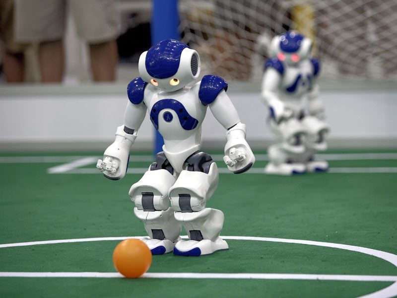 Le robot Nao dans la catégorie plateforme standard lors d'une compétition en Allemagne.
