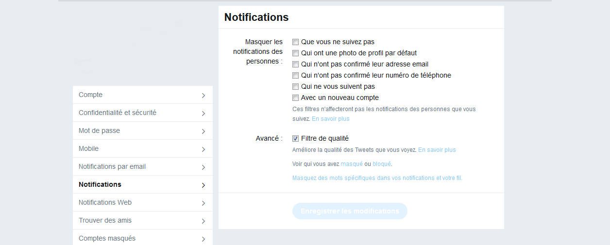 Notifications Twitter