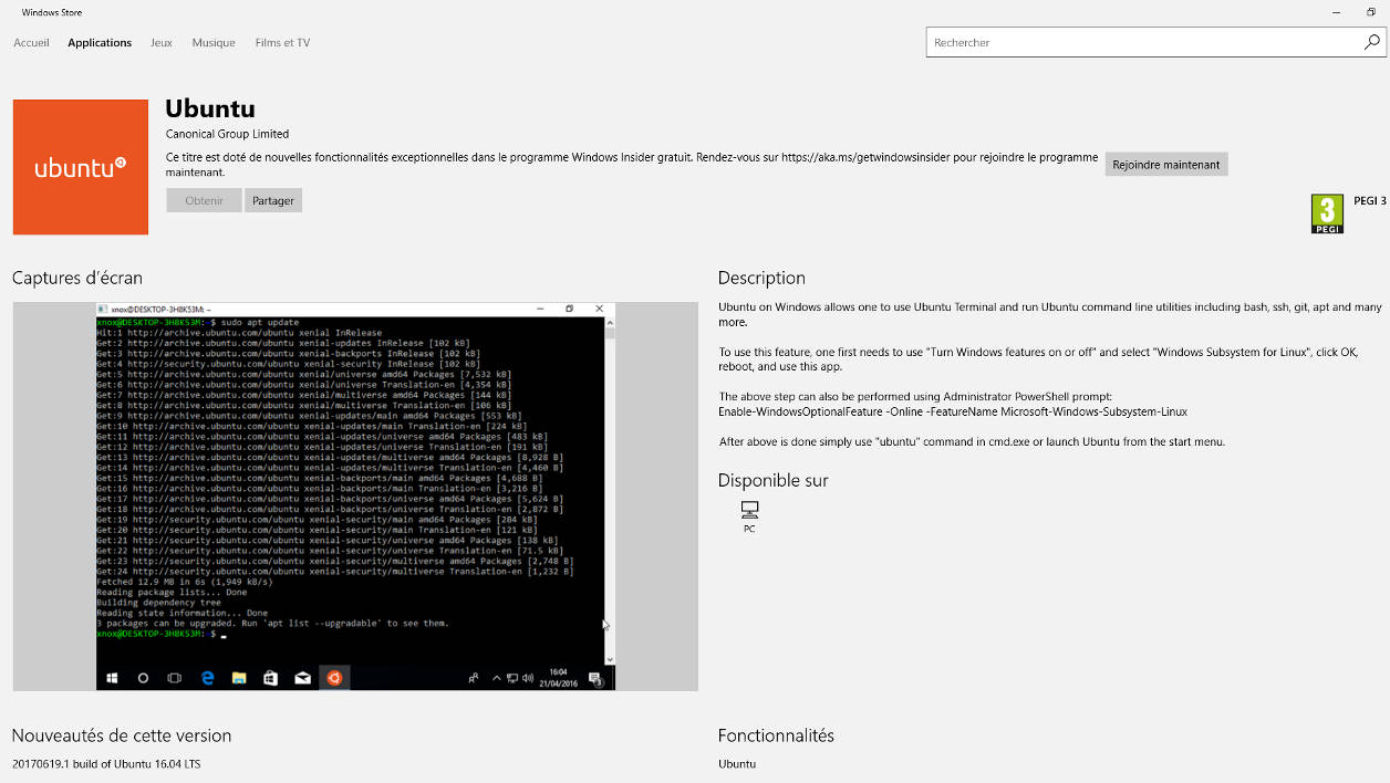 Ubuntu Windows Store
