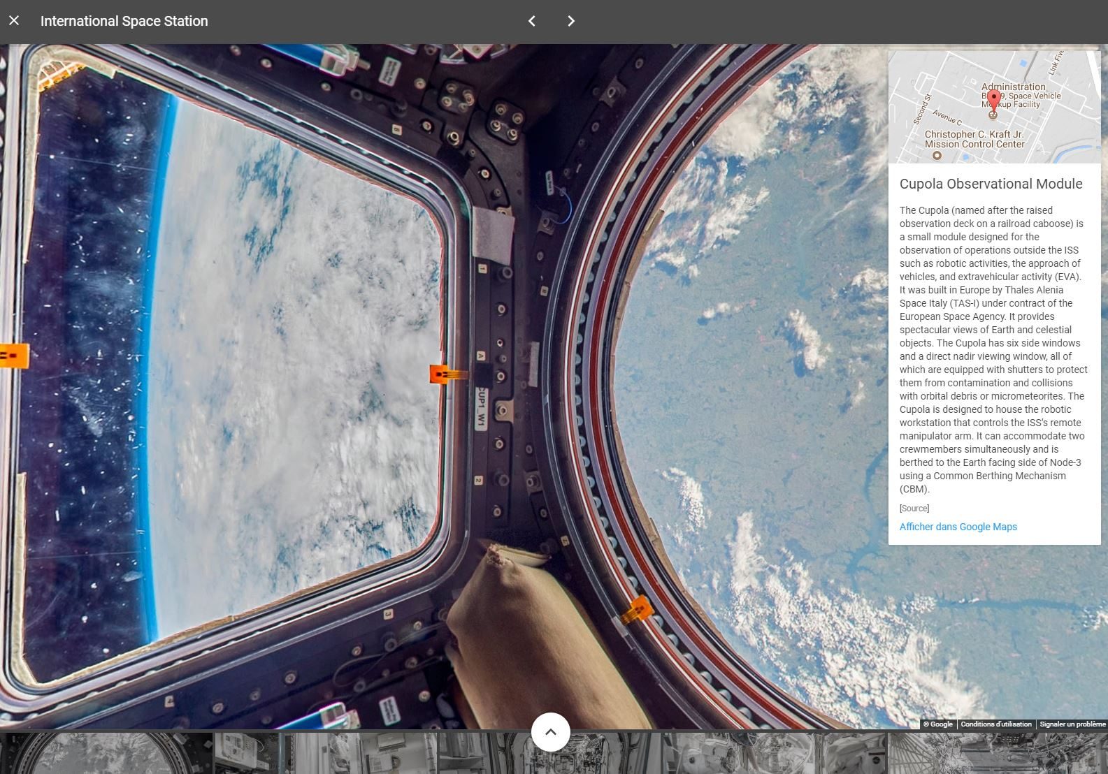 La coupole d'observation de l'ISS.