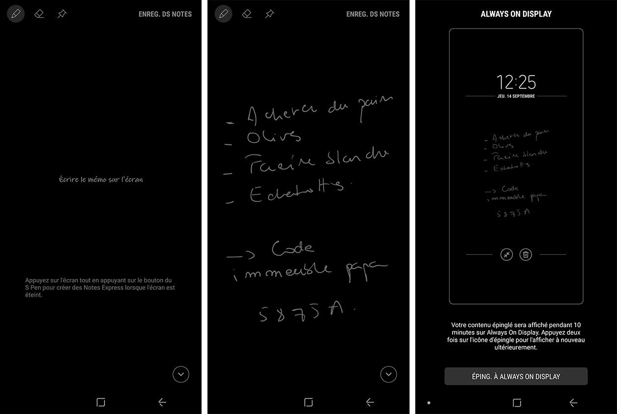 Interface du Samsung Galaxy Note 8