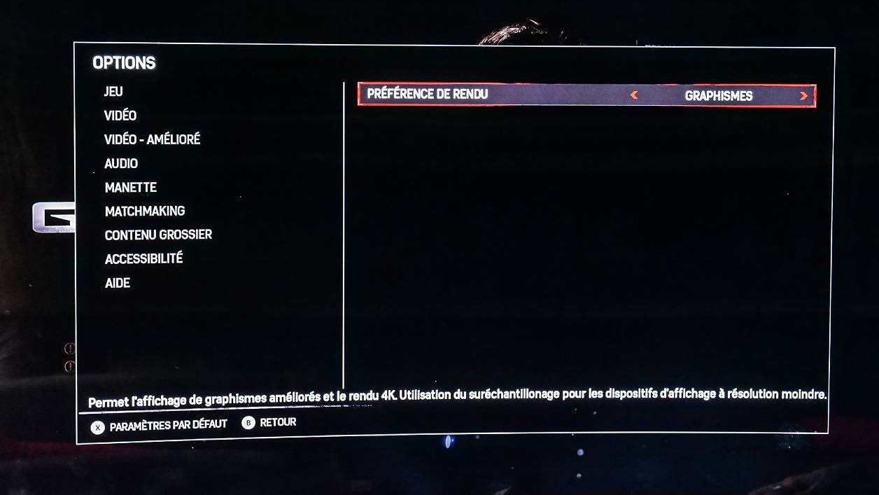 Panneau de configuration général de Gears of War 4