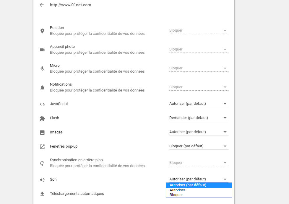 Chrome 64 fonction mute