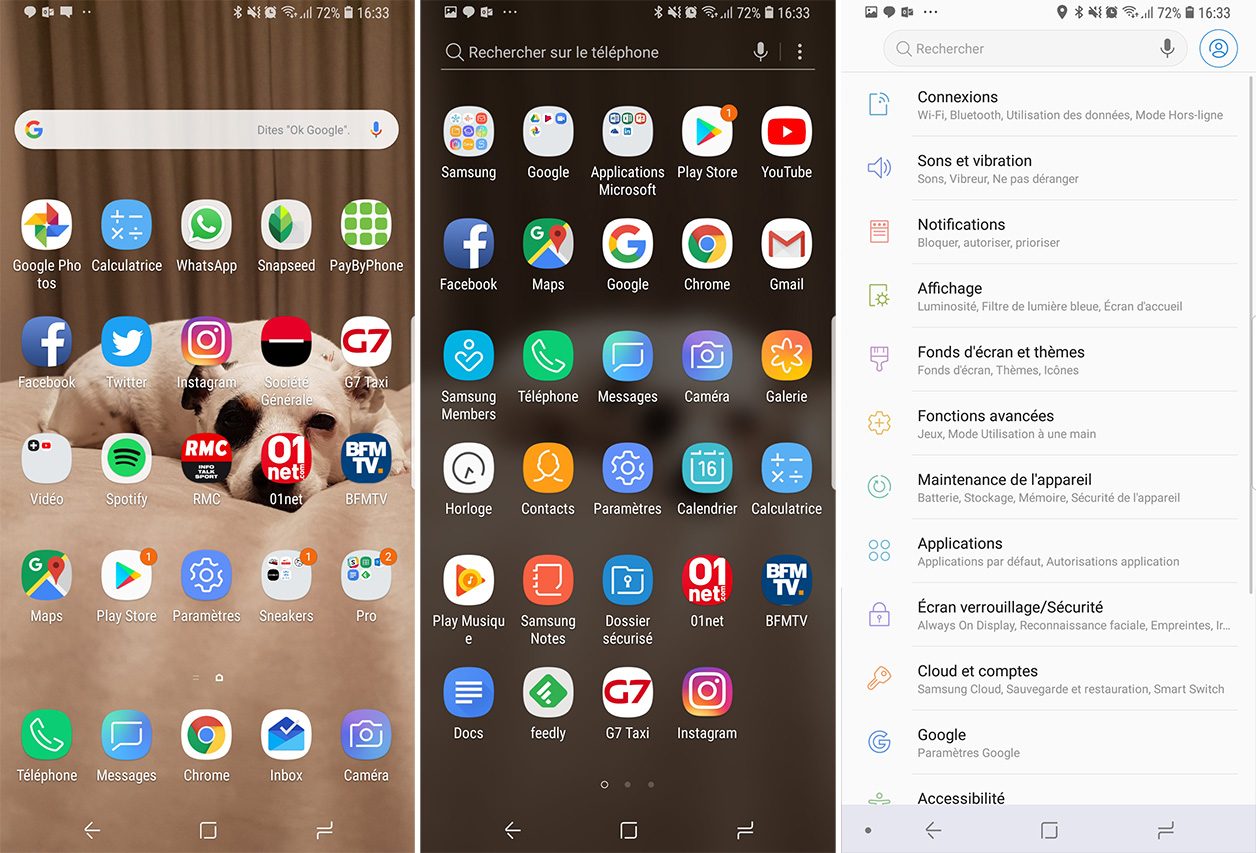 L'interface logicielle du Samsung Galaxy S9