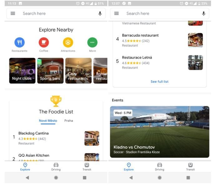 Les nouvelles icônes de Google Maps.