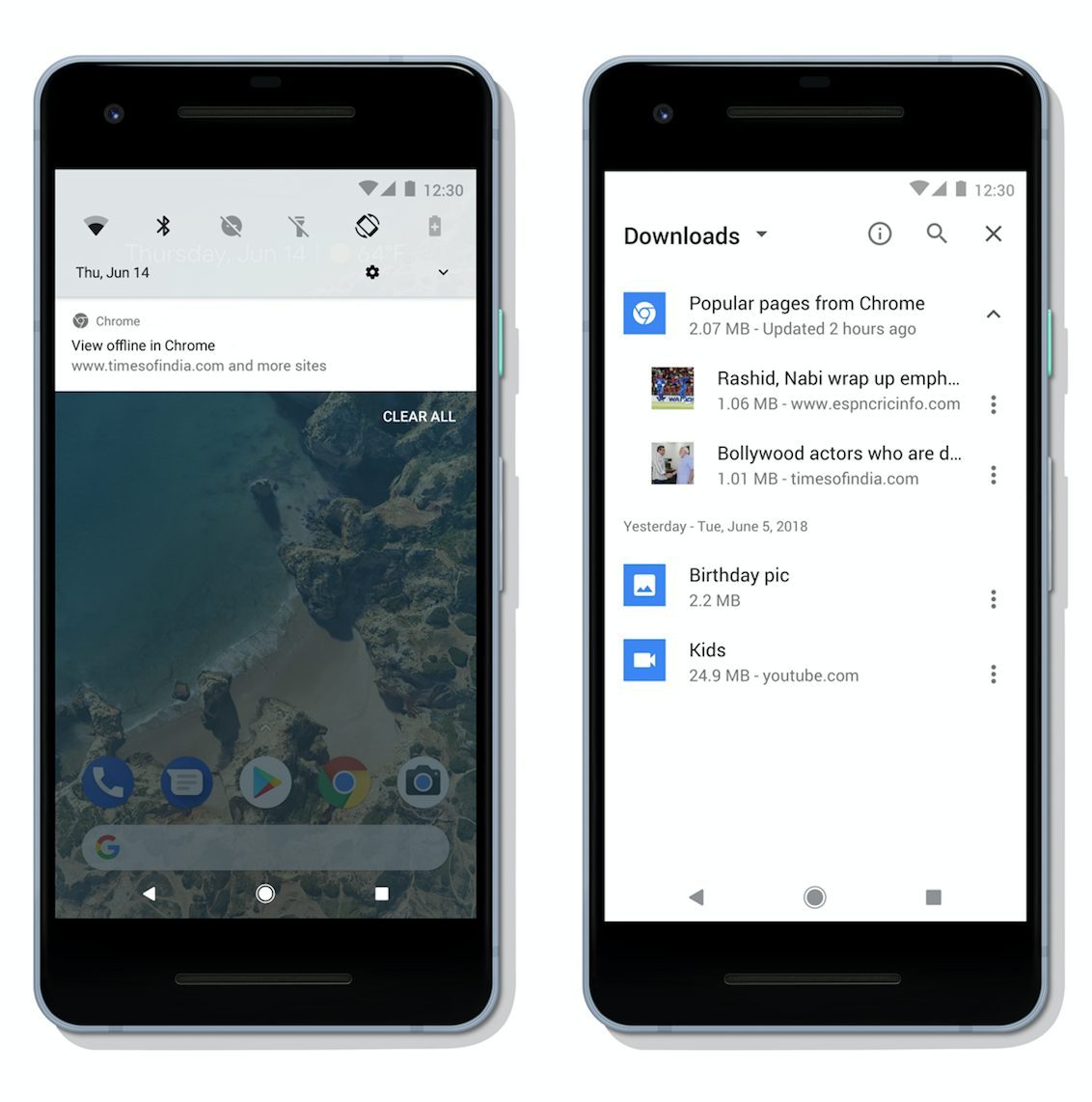 Chrome sur Android avec le mode hors connexion.