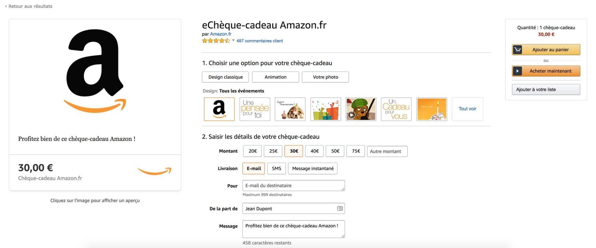 Commande CC Amazon