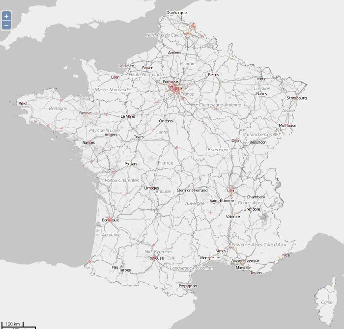 La carte d'éligibilité de la fibre de Free.