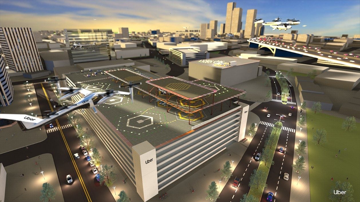 Le taxi volant d'Uber et son Skyport.
