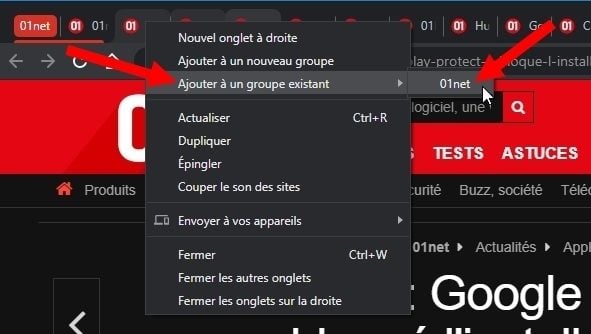 Onglets Chrome