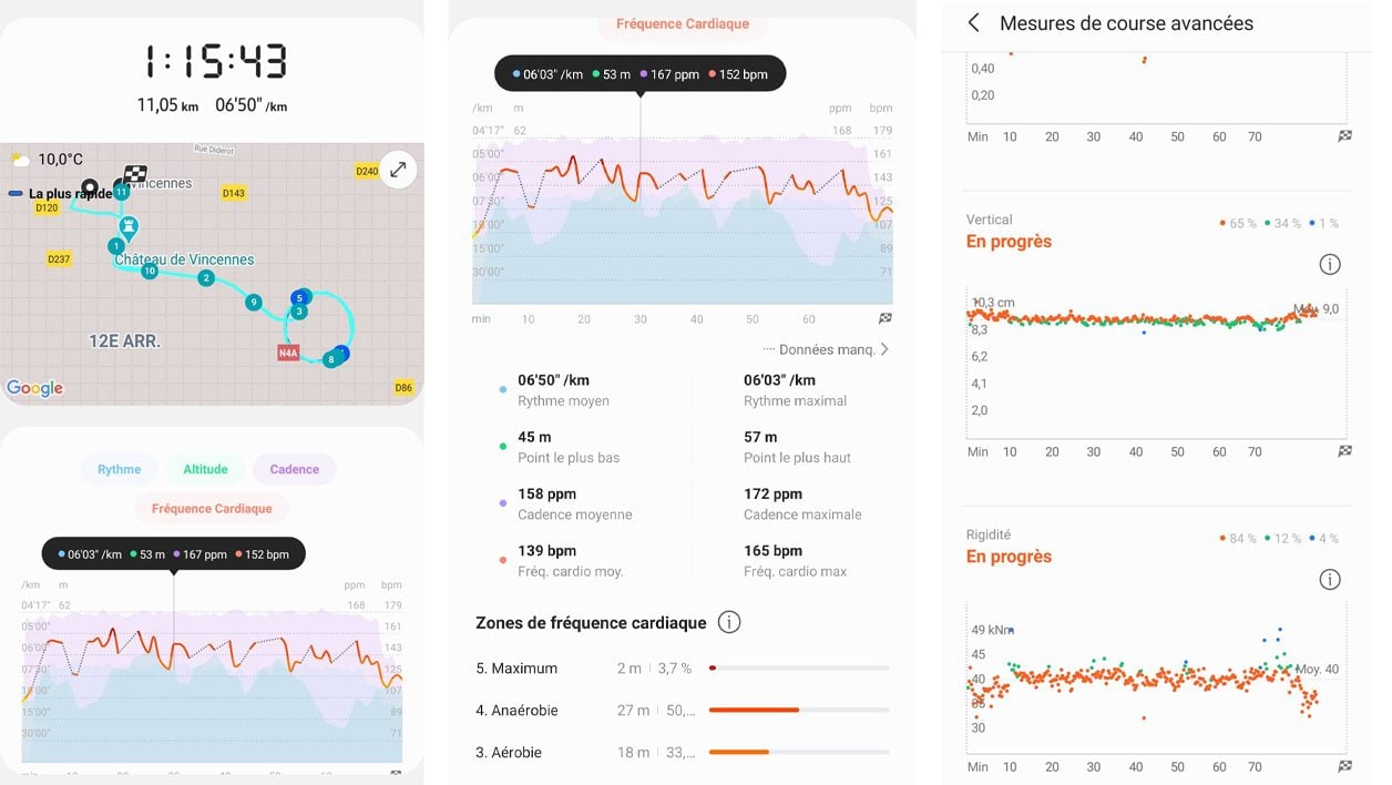 L'application Samsung Health permet d'accéder à des données détaillées sur ses entraînements.
