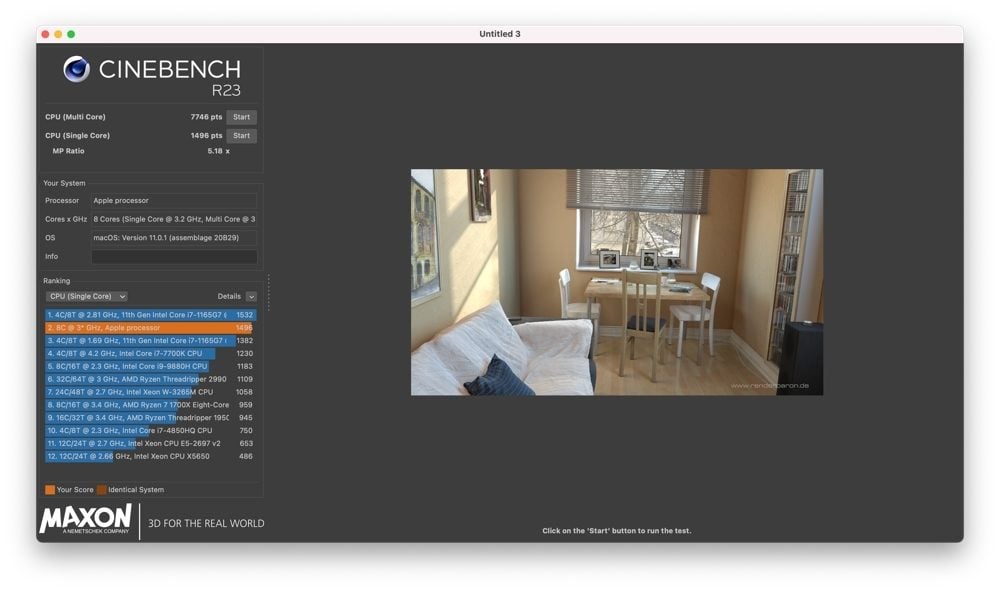 Cinebench 23 sur puce M1
