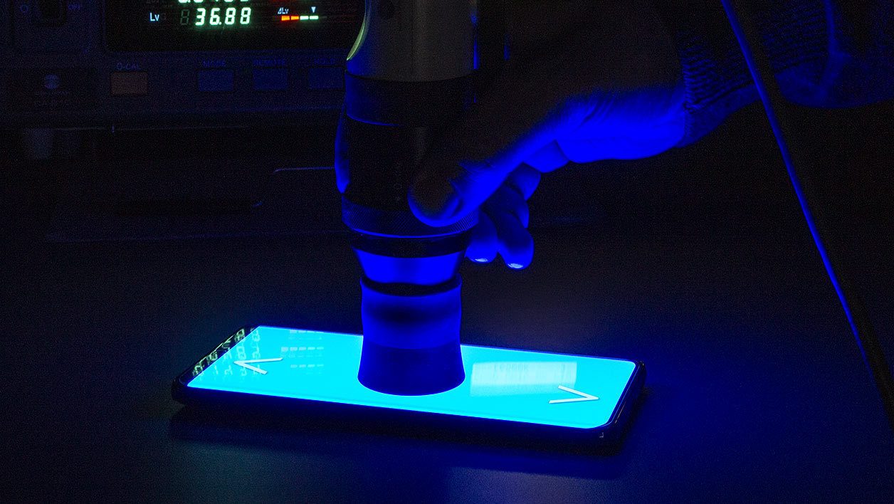 Mesures par le laboratoire de 01net.com de l'écran du Galaxy S21 Ultra.