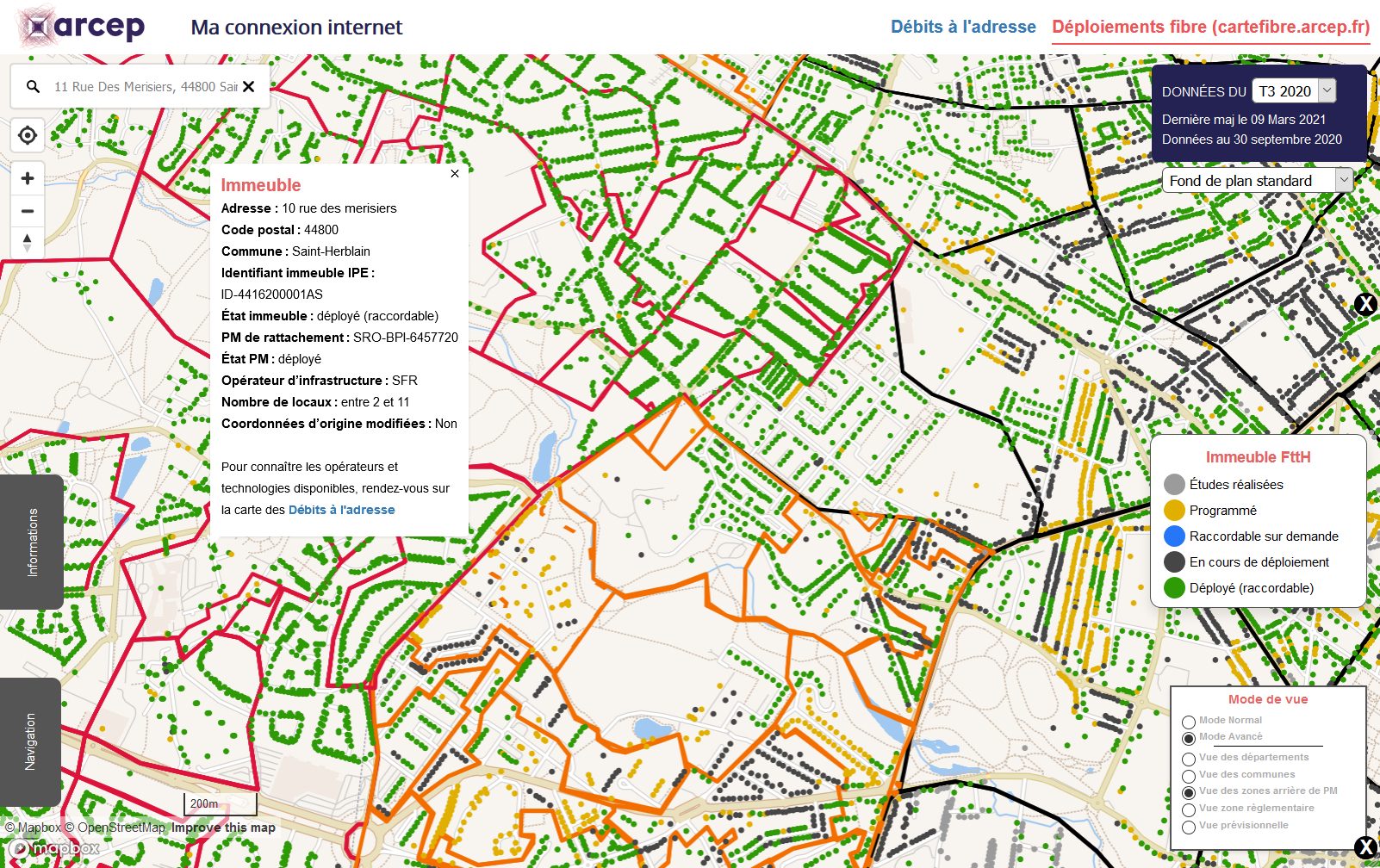 La carte de déploiement de la fibre optique est intégrée à l'outil "Ma connexion Internet".