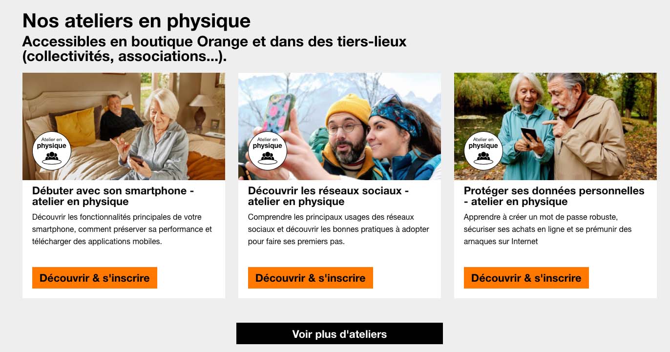 Les ateliers d'Orange pour l'inclusion numérique. 