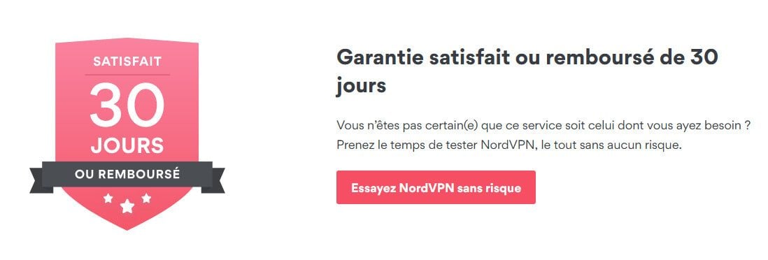 Garantie satisfait remboursé NordVPN