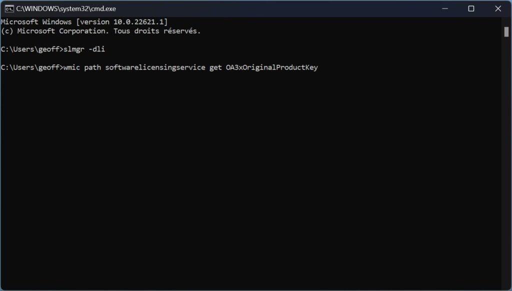 wmic path softwarelicensingservice get OA3xOriginalProductKey
