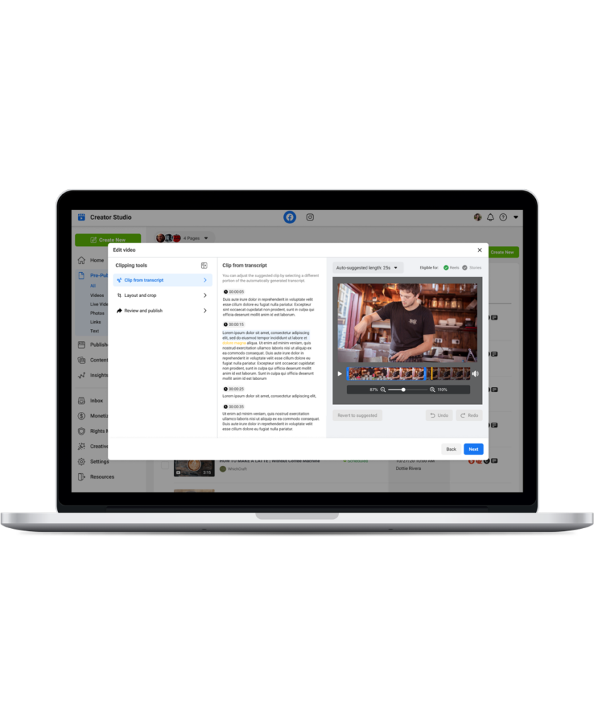 Facebook Reels desktop