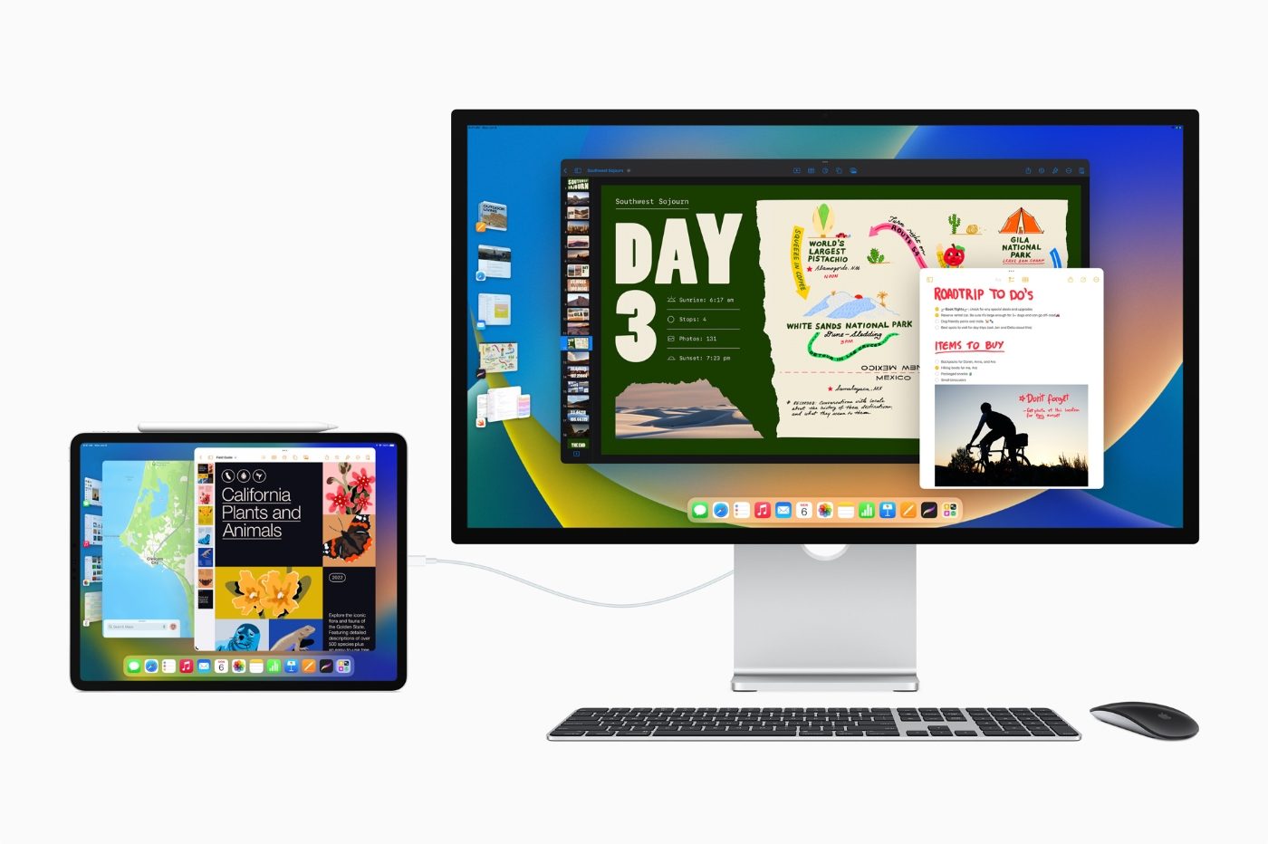 Stage Manager, nouveauté d'iPadOS 16, fonctionne également sur un écran externe.