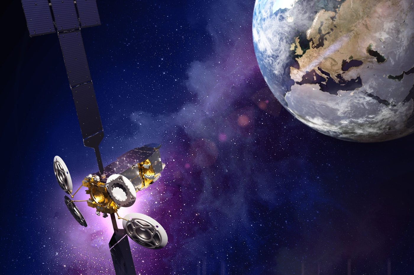 Un satellite en orbite autour de la Terre.