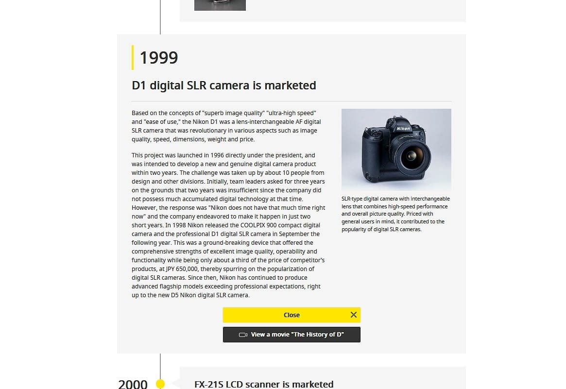 Le Nikon D1 fut le premier reflex numérique de Nikon. / Nikon