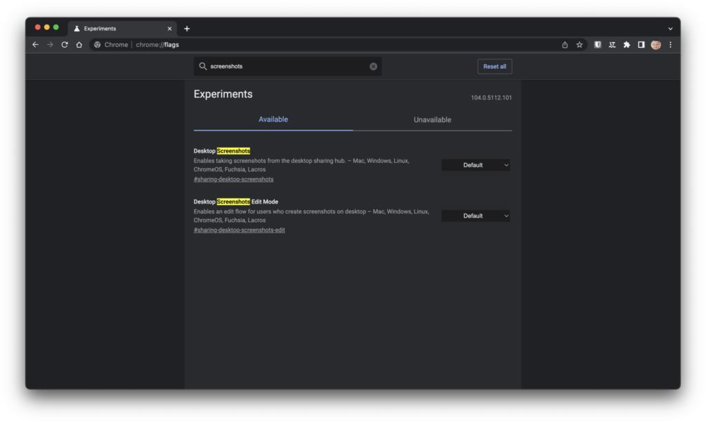 Google Chrome module capture d'écran