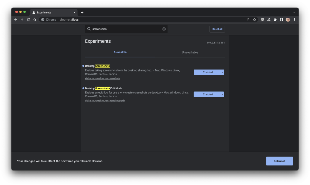 Google Chrome module capture d'écran