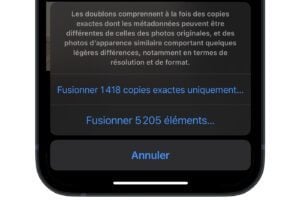 iOS 16 fusionner les doublons photos