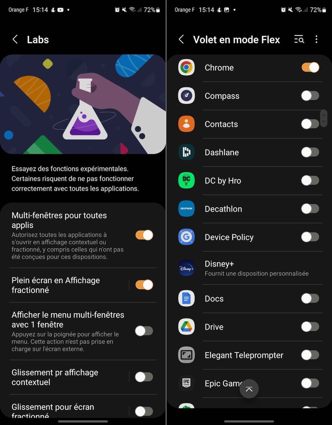 labs mode flex galaxy z fold 4