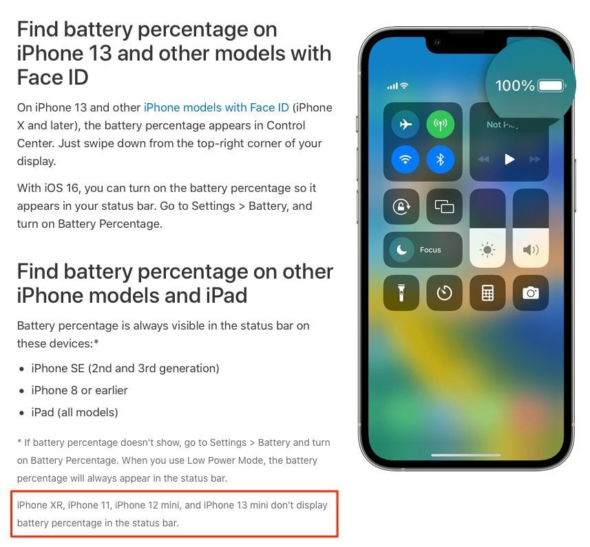 Capture d'écran page support Apple batterie