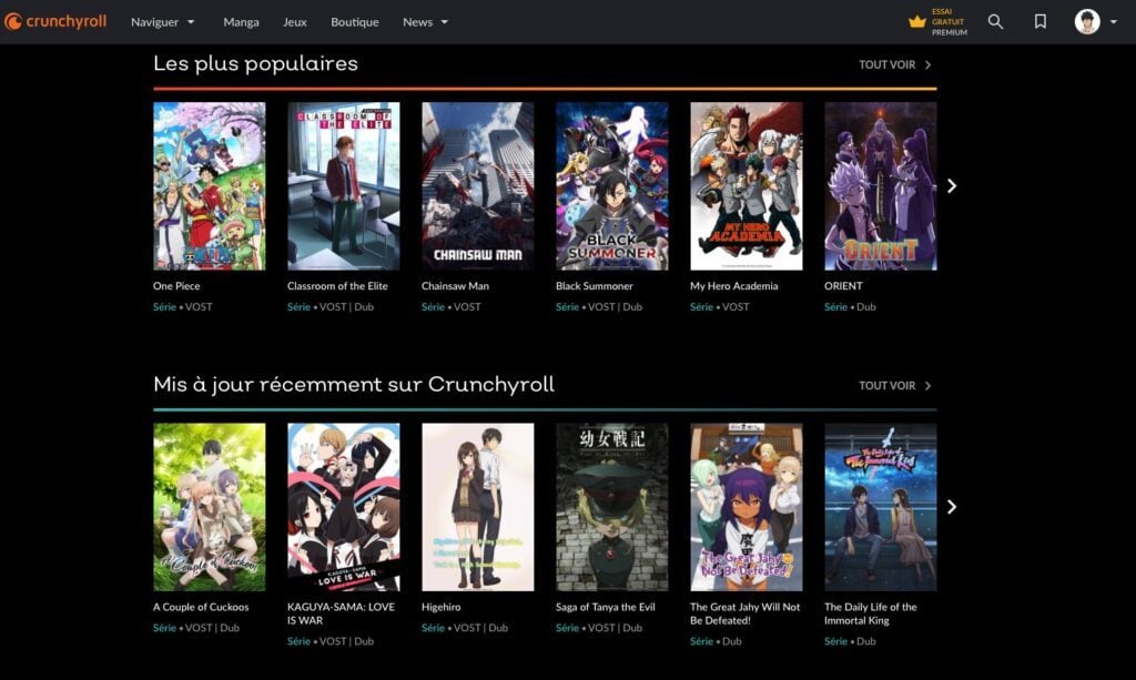 film en streaming gratuit meilleur site en français Crunchyroll