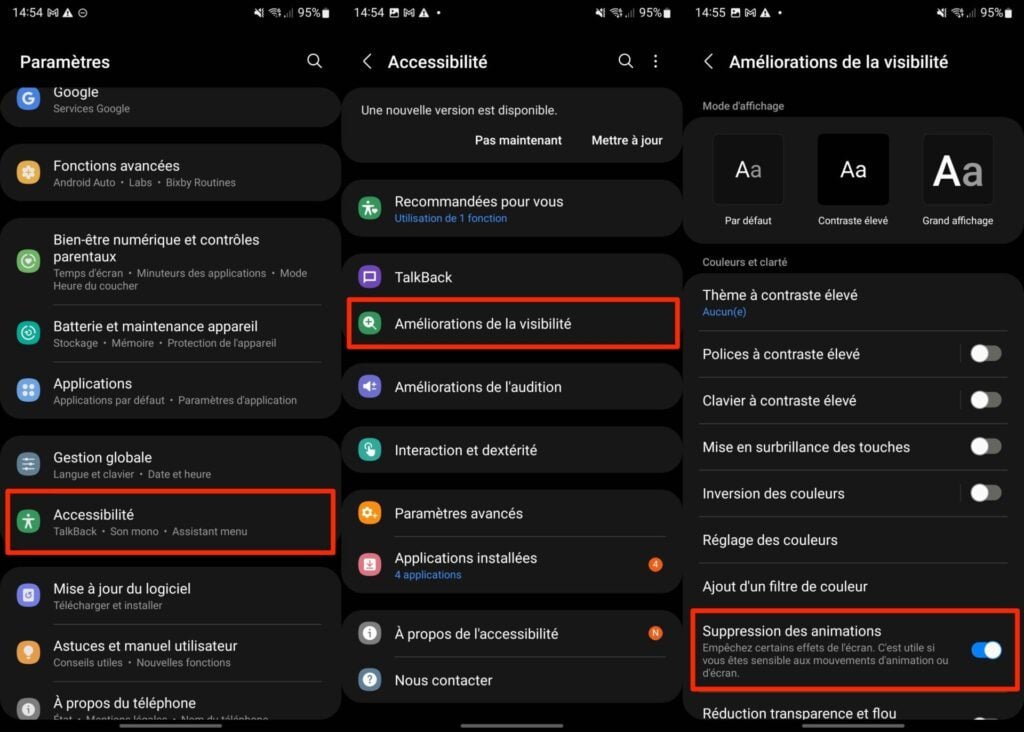 Samsung réduire les animations Android