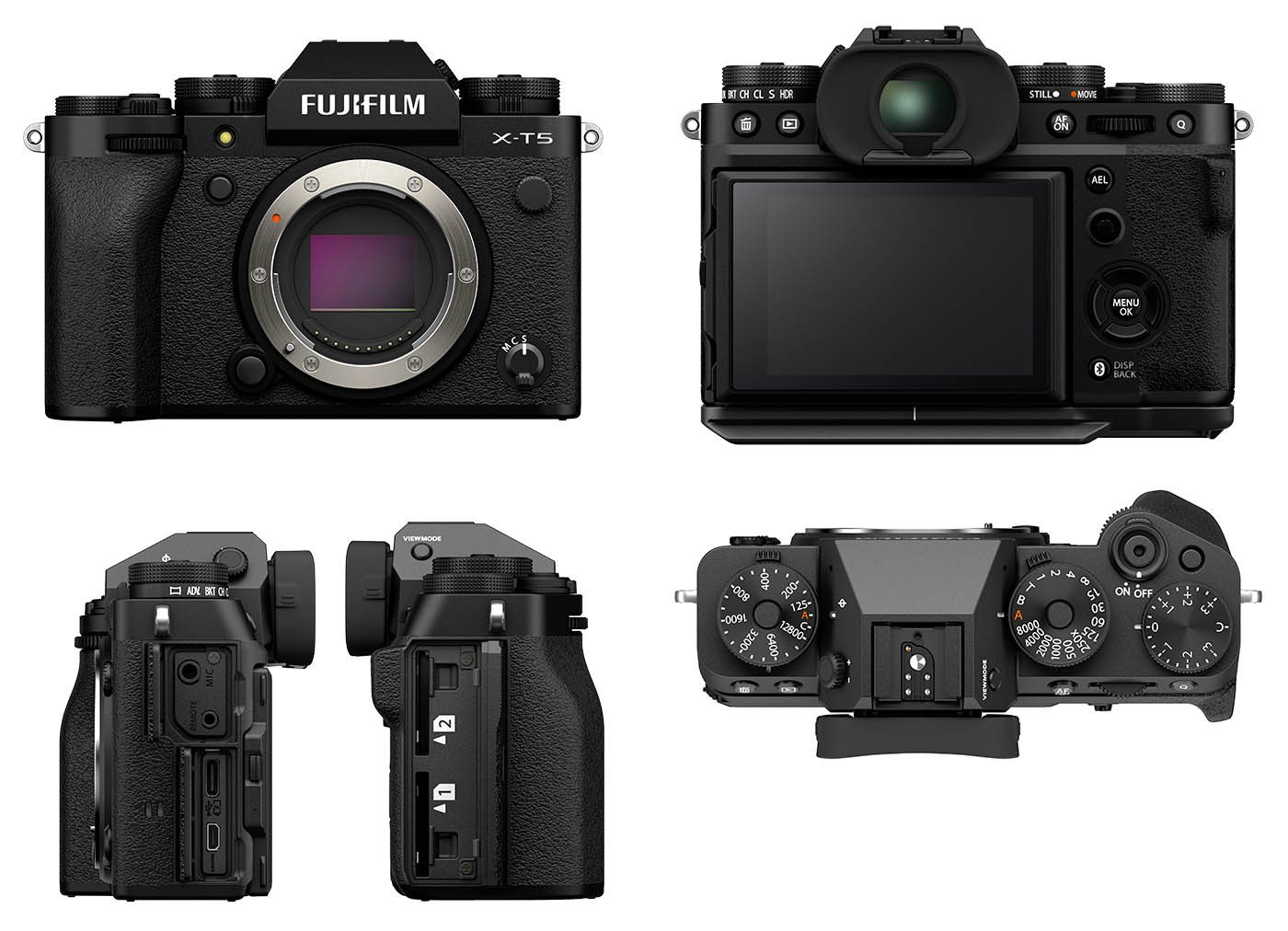 Vues des différents côtés du Fujifilm X-T5